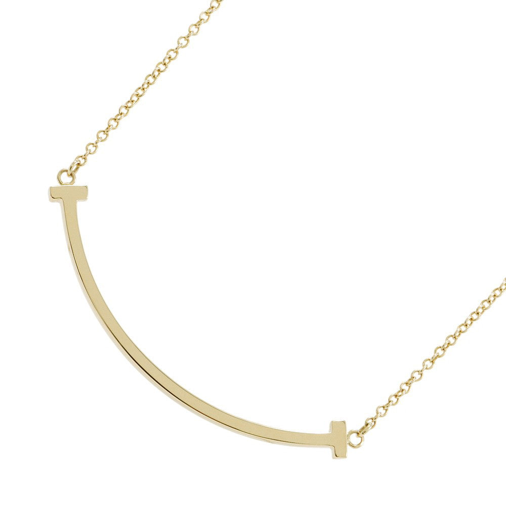 TIFFANY&Co. T Smile Necklace Size Small 18K Yellow Gold