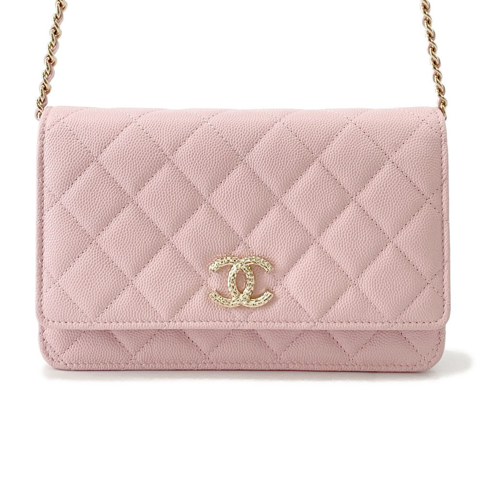 CHANEL Matelasse Chain wallet Light PinkAP4246 Caviar Leather