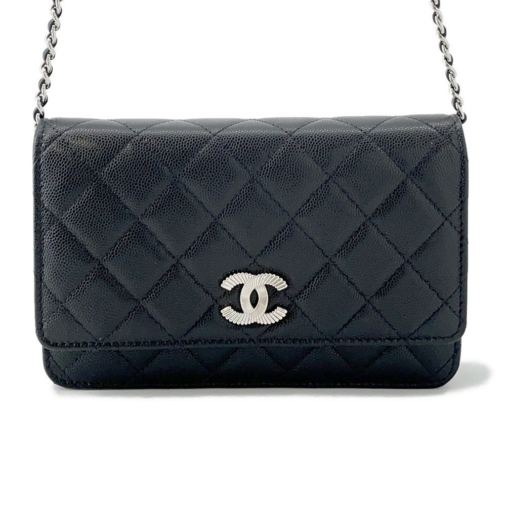 CHANEL Matelasse Chain wallet BlackAP4326 Caviar Leather
