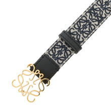 Load image into Gallery viewer, LOEWE Anagram Belt Size 75 Black/Navy/NaturalE619Z26X01 Cotton Leather
