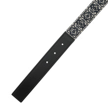 将图像加载到图库查看器中，LOEWE Anagram Belt Size 75 Black/Navy/NaturalE619Z26X01 Cotton Leather
