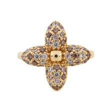 Load image into Gallery viewer, LOUIS VUITTON Louisa Monogram Flower Ring GoldM1418S Metal Rhinestone
