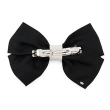 Load image into Gallery viewer, CHANEL Ribbon CC Logo Barrette White/Black Silk Metal
