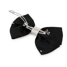 Load image into Gallery viewer, CHANEL Ribbon CC Logo Barrette White/Black Silk Metal
