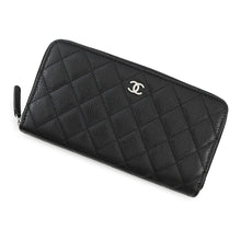 将图像加载到图库查看器中，CHANEL Long Wallet Classic Long Zip Wallet BlackAP0242 Caviar Leather
