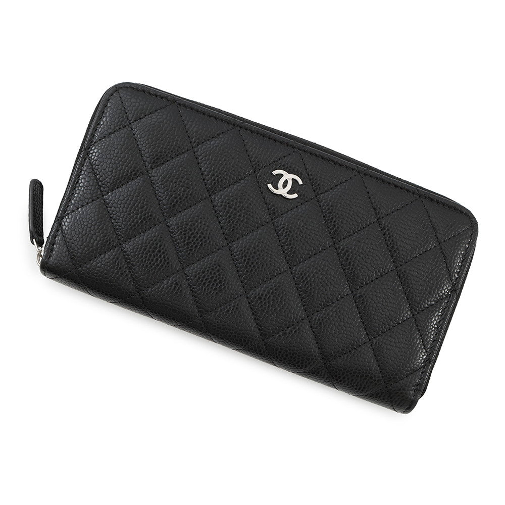 CHANEL Long Wallet Classic Long Zip Wallet BlackAP0242 Caviar Leather