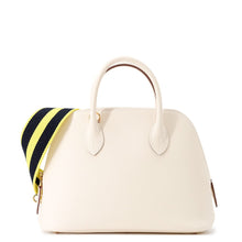 Load image into Gallery viewer, HERMES Bolide 1923 Sangle Woolly Nata/Blue Indigo/Lime Epsom Size 25
