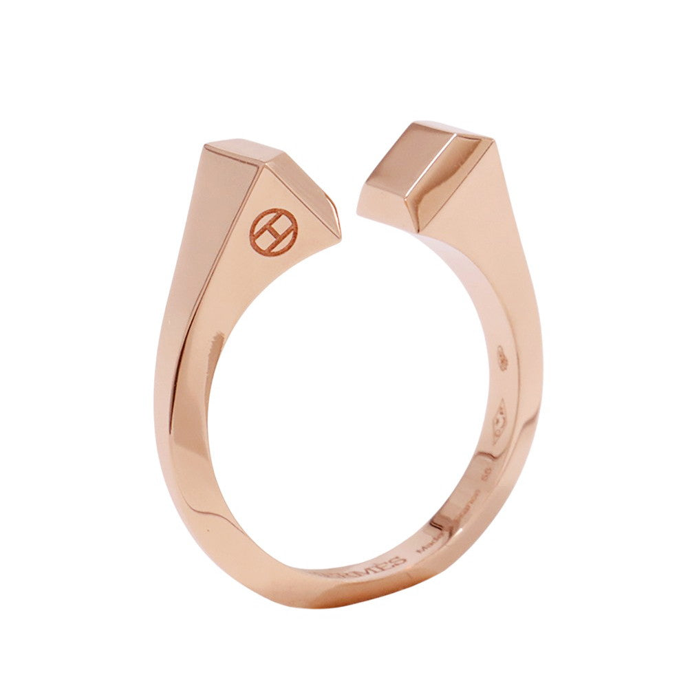 HERMES Crew de Forge Ring Size GM/55/#15 18K Pink Gold