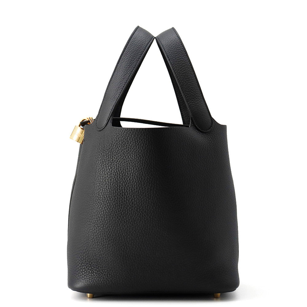 HERMES Picotin Lock Black Taurillon Clemence Size MM