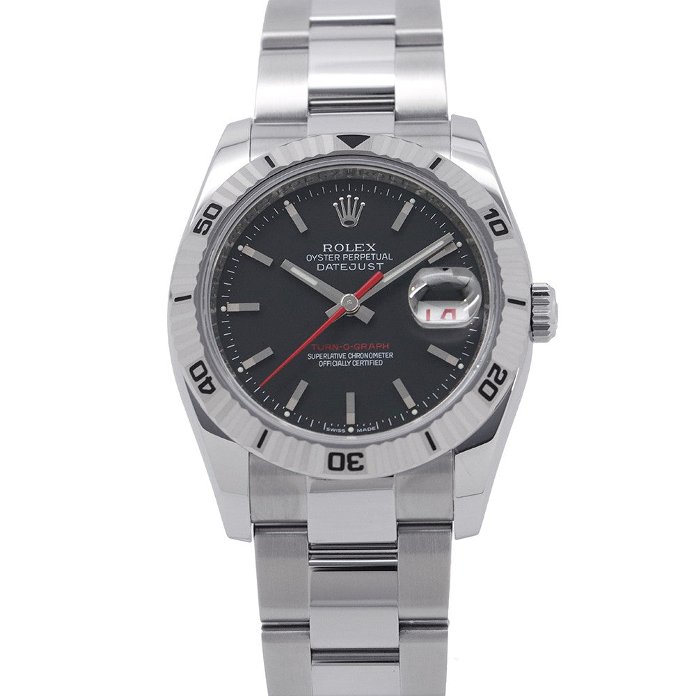 ROLEX Datejust Turn-O-Graph W36mm K18WG Stainless Steel Black Dial116264