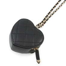 Load image into Gallery viewer, CHANEL Matelasse Heart ChainCoin purse BlackAP2783 Lambskin
