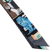 将图像加载到图库查看器中，HERMES Twilly GRAND THEATRE NOUVEAU Black/Blue/Vert063761S Silk100%
