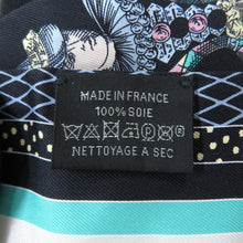 将图像加载到图库查看器中，HERMES Twilly GRAND THEATRE NOUVEAU Black/Blue/Vert063761S Silk100%
