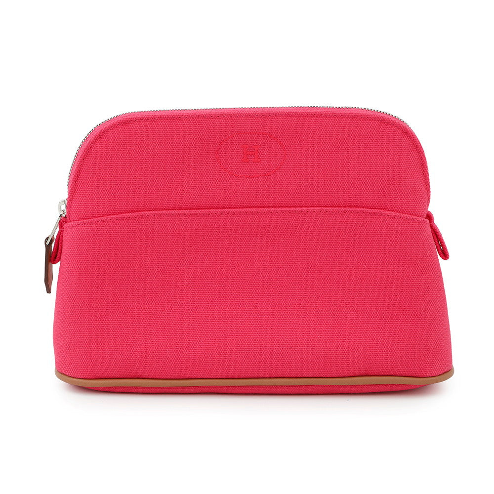 HERMES BolidePouch Hibiscus Cotton Leather Size Mini