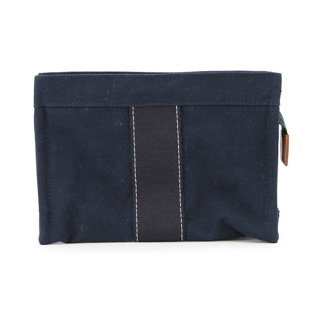 HERMES ★Deauville Pouch Navy Canvas Size PM