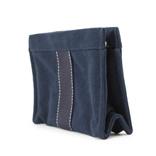 将图像加载到图库查看器中，HERMES Deauville Pouch Navy Canvas Size PM
