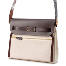 Load image into Gallery viewer, HERMES Herbag zip Ecru/Ebene Toile Military Vache Hunter Leather Size Mini
