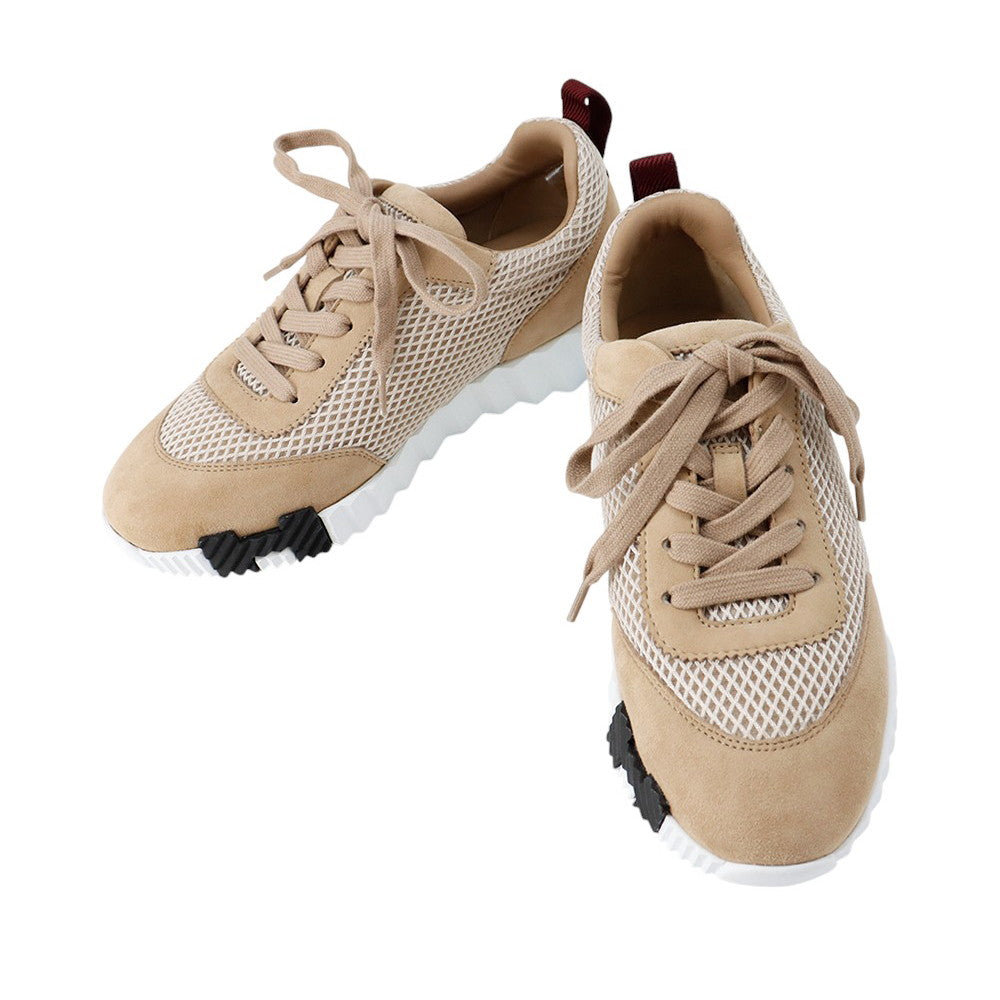HERMES Bounce Sneakers Beige・Argile Mesh・Graphic Chevre Velour Size 36