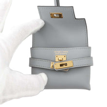 将图像加载到图库查看器中，HERMES ★Kelly Festival Bag Charm Blue Gacier Swift Leather
