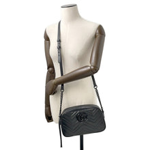 将图像加载到图库查看器中，GUCCI GG Marmont Small Camera Bag Black447632 Leather Size Small
