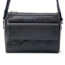 将图像加载到图库查看器中，GUCCI GG-embossed messenger bag Black658565 Leather
