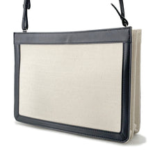将图像加载到图库查看器中，BALENCIAGA NavyPochette Shoulder Bag Beige/Black339937 Canvas Leather
