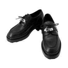 Load image into Gallery viewer, HERMES Derby First Loafers Black Leather Size 35H

