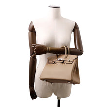 将图像加载到图库查看器中，HERMES Birkin Beige Marfa/Gris Pale Swift Leather Size 25
