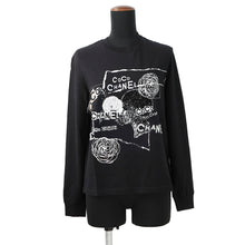 将图像加载到图库查看器中，CHANEL Camellia logo long sleeve top Size XS BlackP63300 Cotton100% Sequins

