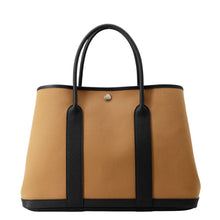 将图像加载到图库查看器中，HERMES Garden Party Biscuit/Black Toile H Negonda Leather Size PM
