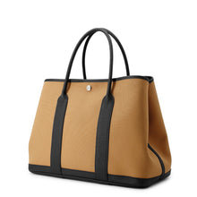 将图像加载到图库查看器中，HERMES Garden Party Biscuit/Black Toile H Negonda Leather Size PM

