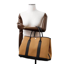 将图像加载到图库查看器中，HERMES Garden Party Biscuit/Black Toile H Negonda Leather Size PM
