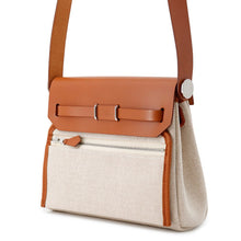 将图像加载到图库查看器中，HERMES Herbag zip Fauve Toile H Vache Hunter Leather Size Mini

