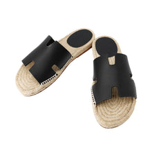 Load image into Gallery viewer, HERMES Antigua Sandals Black Leather Size 39
