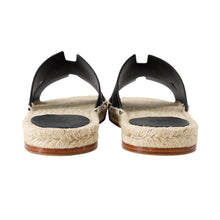 将图像加载到图库查看器中，HERMES Antigua Sandals Black Leather Size 39
