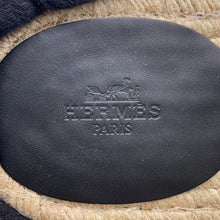 将图像加载到图库查看器中，HERMES Antigua Sandals Black Leather Size 39
