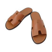 Load image into Gallery viewer, HERMES Izmir Sandals Gold Leather Size 43
