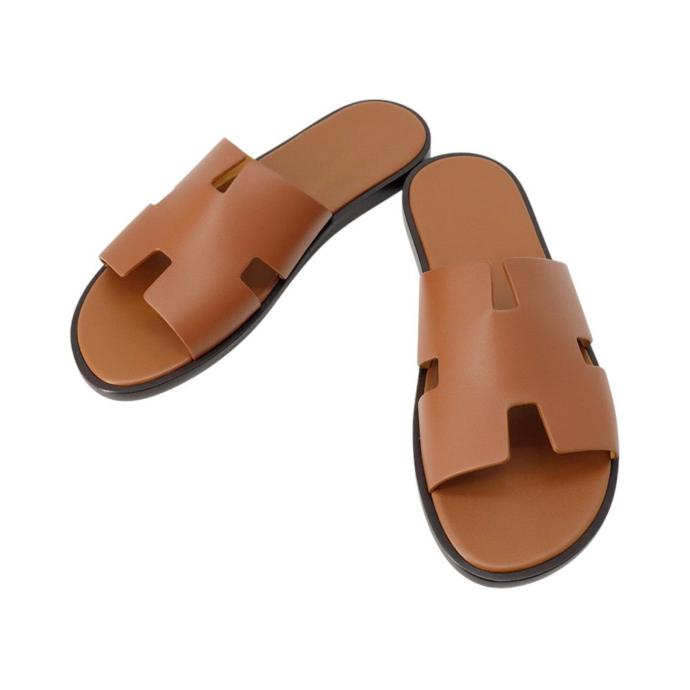 HERMES Izmir Sandals Gold Leather Size 43