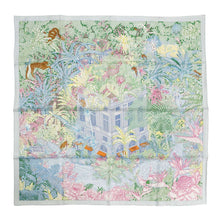 将图像加载到图库查看器中，HERMES Carre Fauve Tropical Size 90 Blue/Vert/JauneSoufre Silk100%
