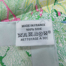 将图像加载到图库查看器中，HERMES Carre Fauve Tropical Size 90 Blue/Vert/JauneSoufre Silk100%
