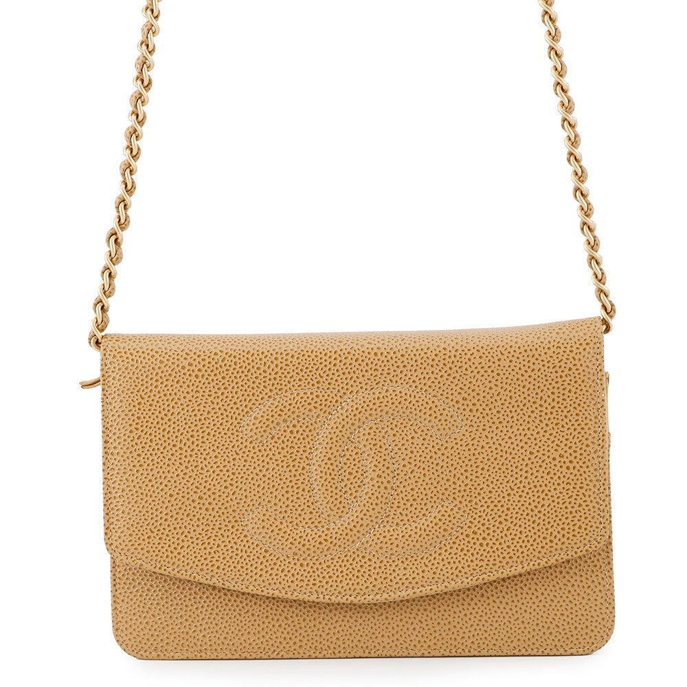 CHANEL Decacoco Chain Wallet BeigeA13509 Caviar Leather