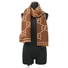 将图像加载到图库查看器中，GUCCI Check GG Wool Jacquard Scarf Brown/Beige660025 Wool 100%
