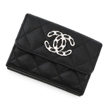 将图像加载到图库查看器中，CHANEL Matelasse CHANEL19/Disneuf Small Flap Wallet BlackAP3711 Caviar Leather
