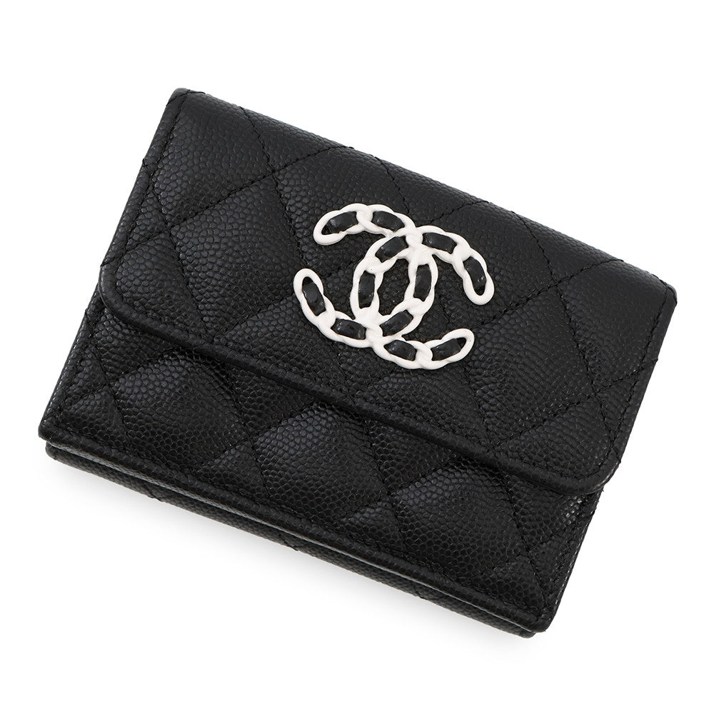 CHANEL Matelasse CHANEL19/Disneuf Small Flap Wallet BlackAP3711 Caviar Leather