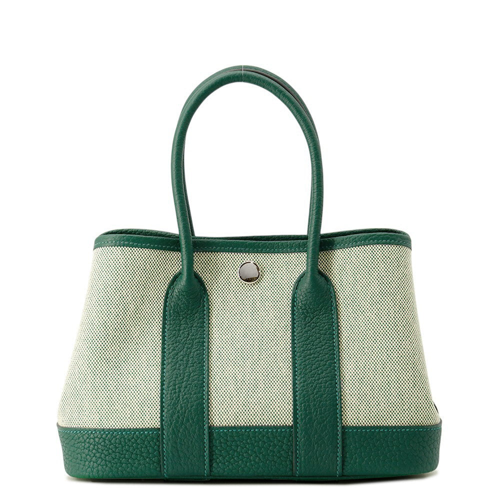 HERMES Neo Garden Ecru/Vert Moyen Negonda Leather Toile H Size 23