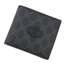 将图像加载到图库查看器中，GUCCI GG Supreme Bifold Wallet Black673000 PVC/Leather
