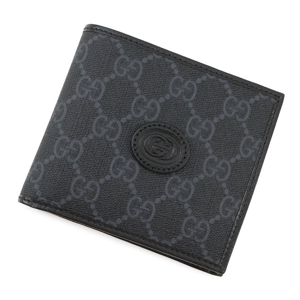 GUCCI GG Supreme Bifold Wallet Black673000 PVC/Leather