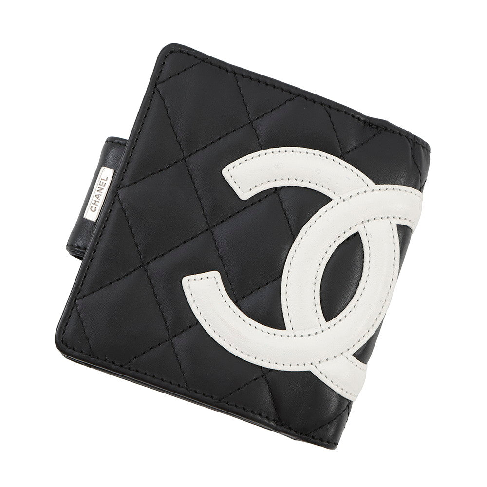 CHANEL Cambon Kiss LockWallet Black/WhiteA26720 Leather