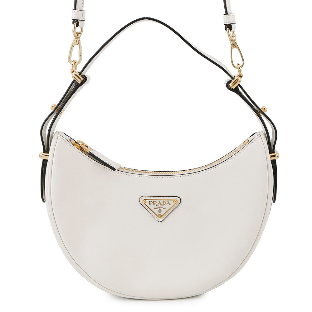 PRADA Arke Shoulder Bag White1BC194 Leather Size Small