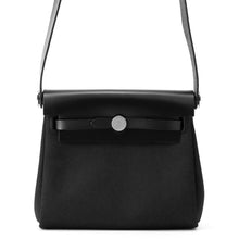 Load image into Gallery viewer, HERMES Herbag zip Black Toile Military Vache Hunter Leather Size Mini
